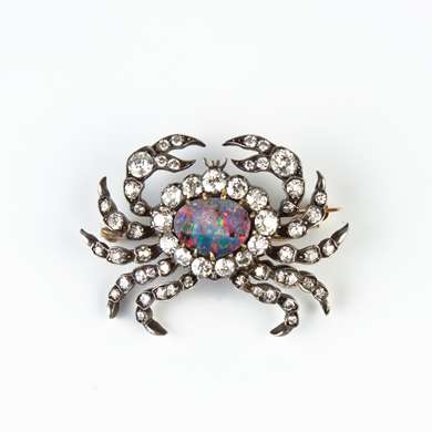 Broche crabe, or, opale et diamants.
circa 1890