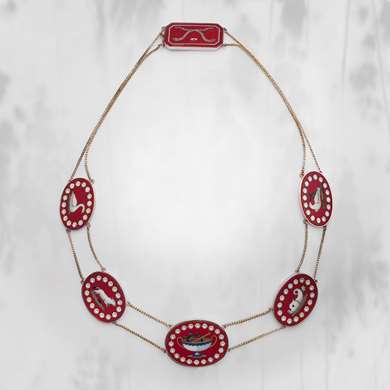 Gold and pietra dura necklace.
Italian work