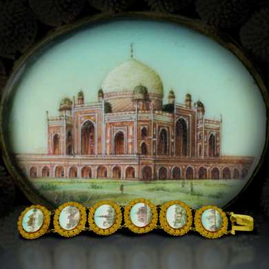 Bracelet en or et miniatures Anglo-Indien