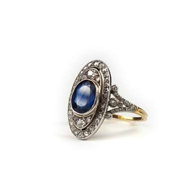 Belle Epoque sapphire and diamonds gold ring