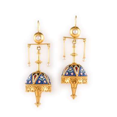 Italian micro mosaic pendant earrings