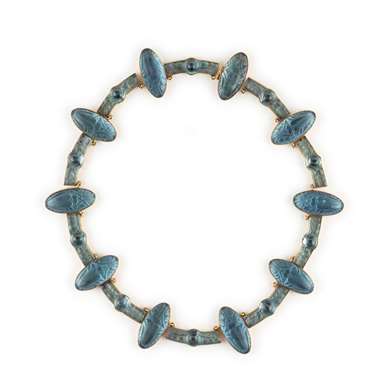 Art Nouveau glass Scarab necklace by René Lalique