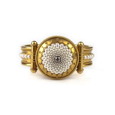 Bracelet Néo Etrusque en or perles et diamant 