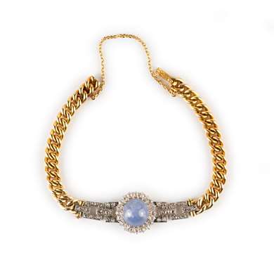 Victorian gold diamond and star sapphire bracelet