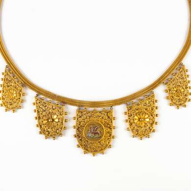 Gold Neo Etruscan necklace by Bacher