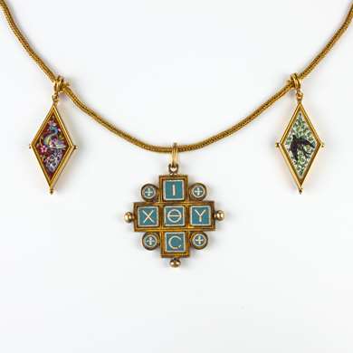  Archaeological Revival micro mosaique necklace by Castellani