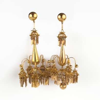 Pair of Indian gold earrings