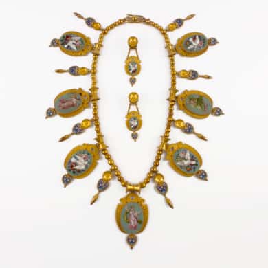 A gold and micro mosaic demi parure