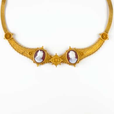Collier néo antique or et  camées