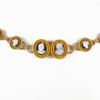 Etruscan Revival necklace gold and cameos
circa 1870