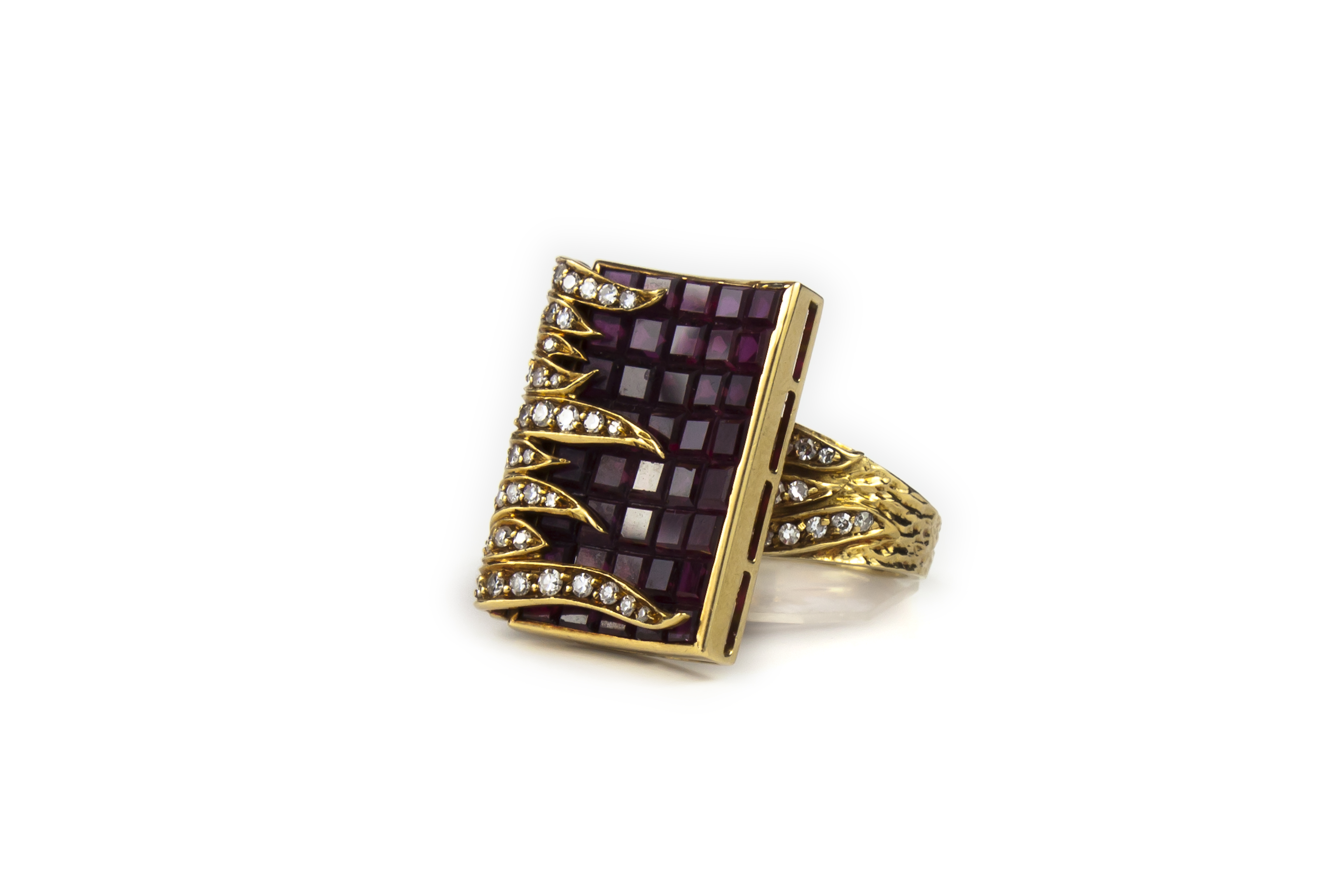Gold ruby and diamond ring