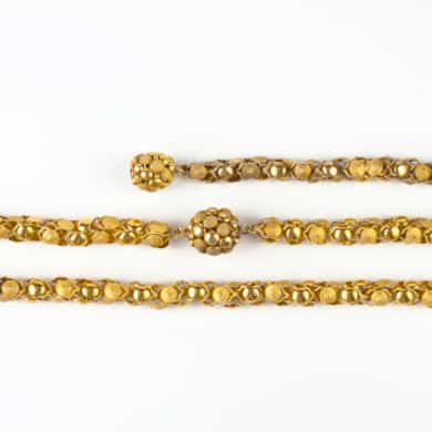 Gold circular link long chain and bracelet
