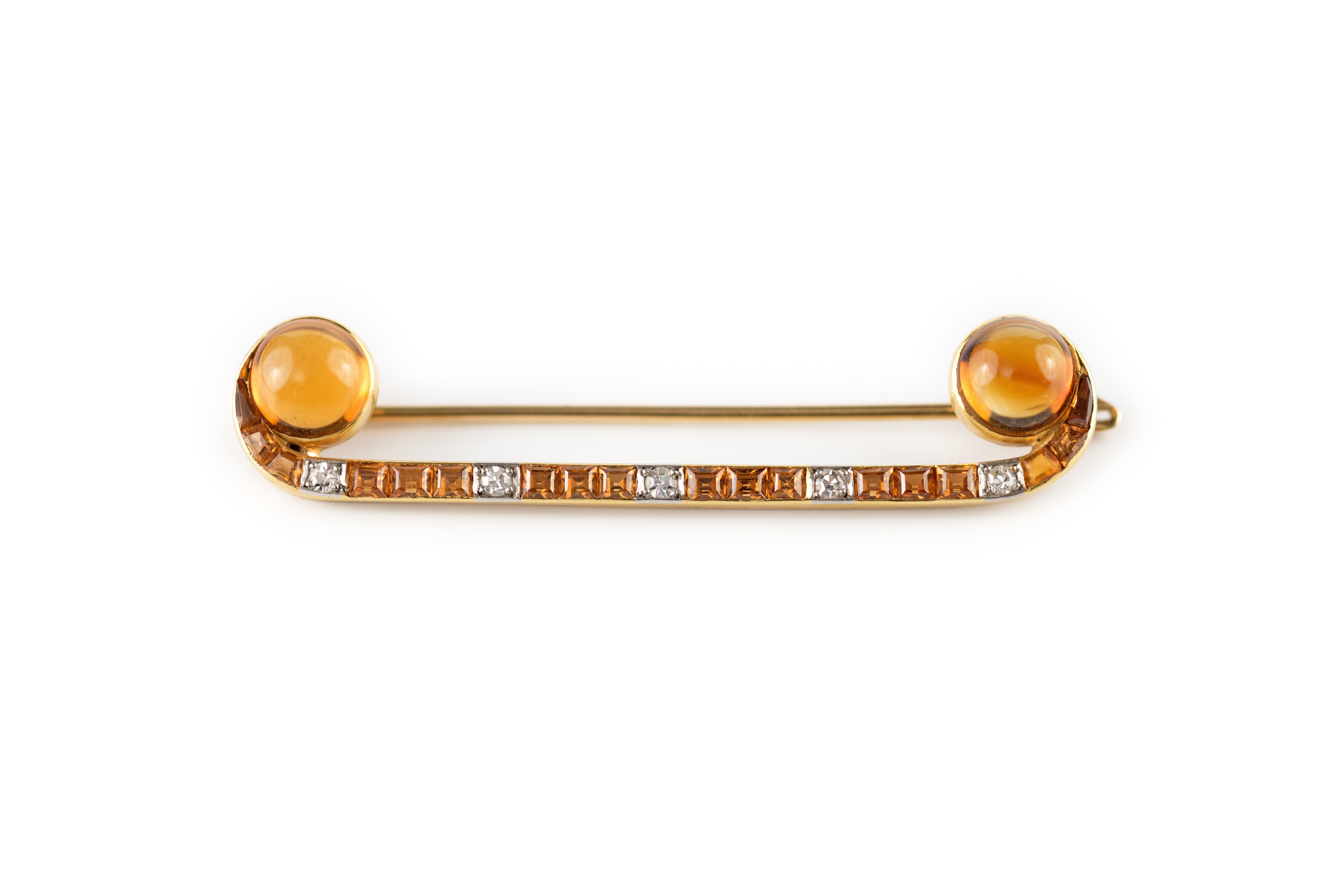 citrine and diamond bar brooch