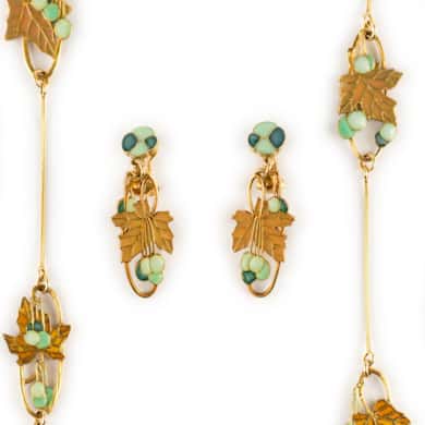 Gold and enamel suite "Automne" by René Lalique