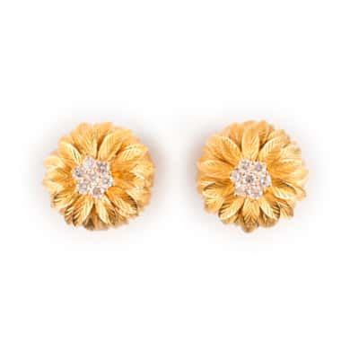 Gold and diamond earclips, circa 1960