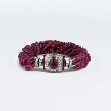 French Art Déco gold and ruby bracelet
